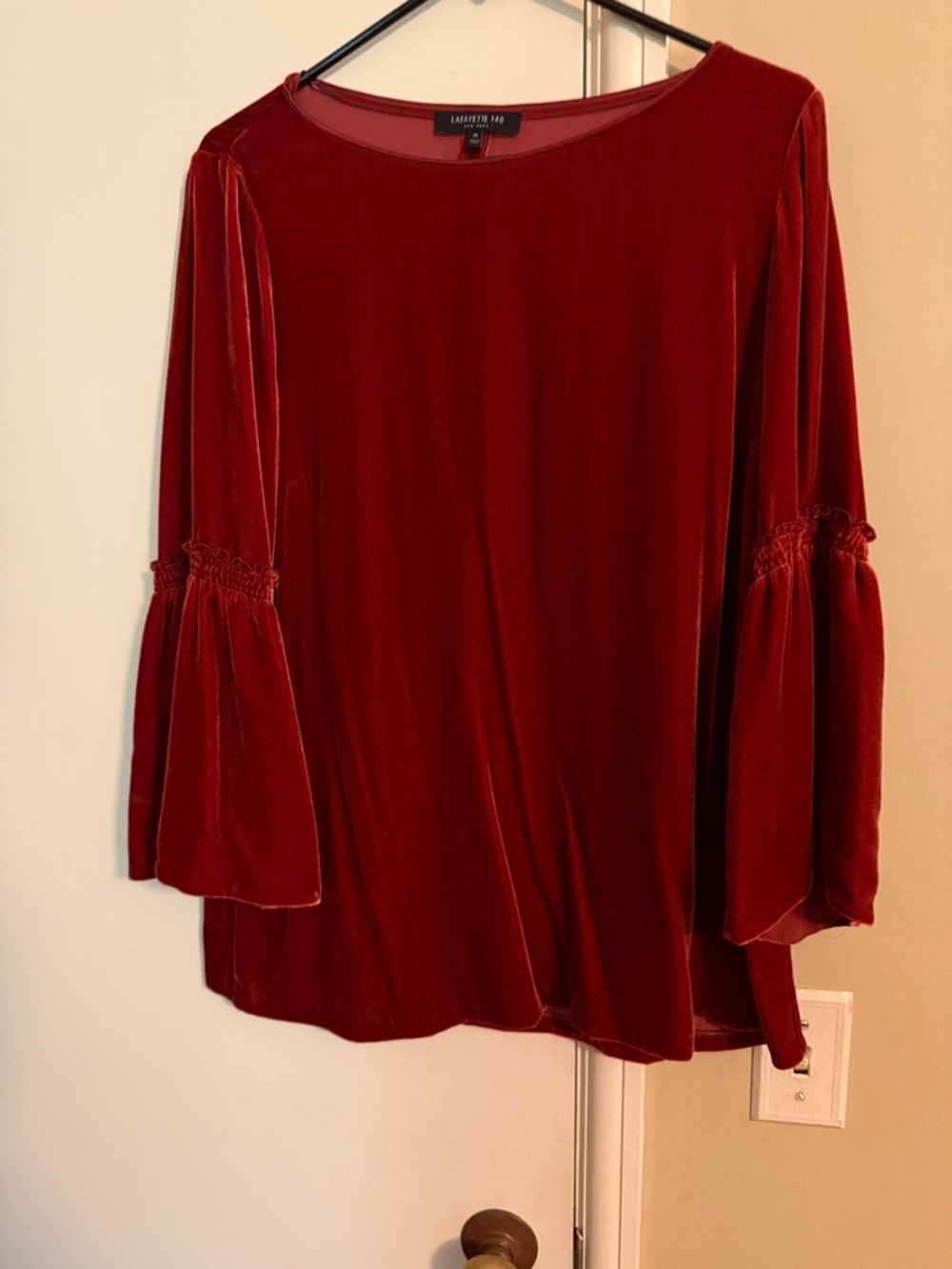 Lafayette 148 New York Velvet Bell-Sleeve Tunic in orange